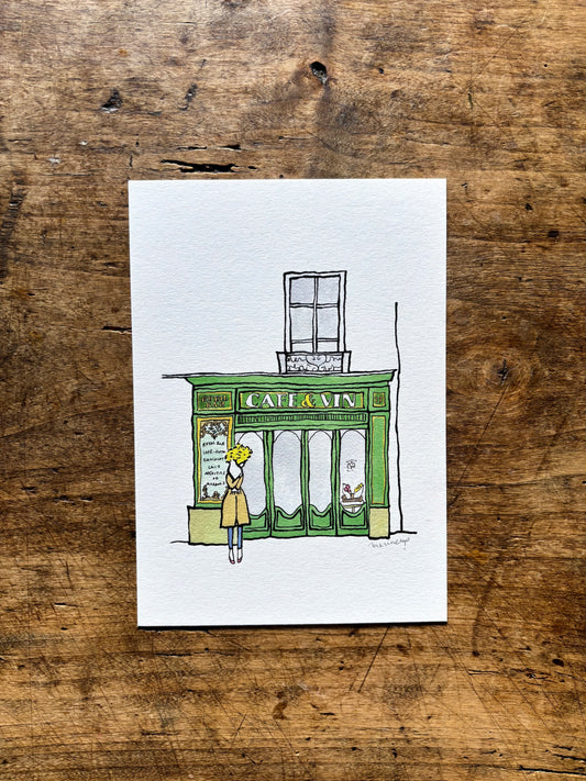 Illustration print A5 / Parisian Café - Green
