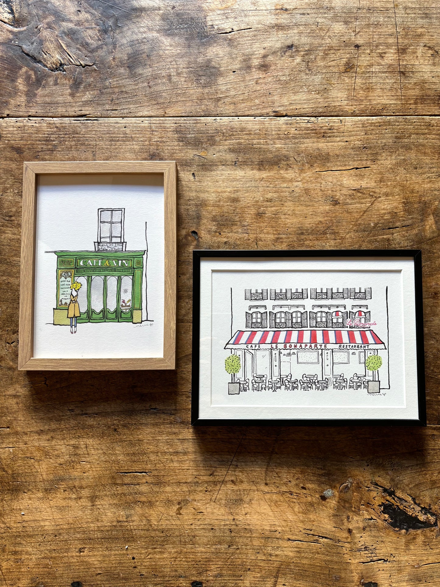 Illustration print A5 / Parisian Café - Green