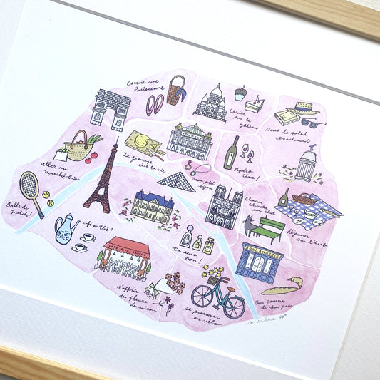イラストプリントA4 / Paris in pink