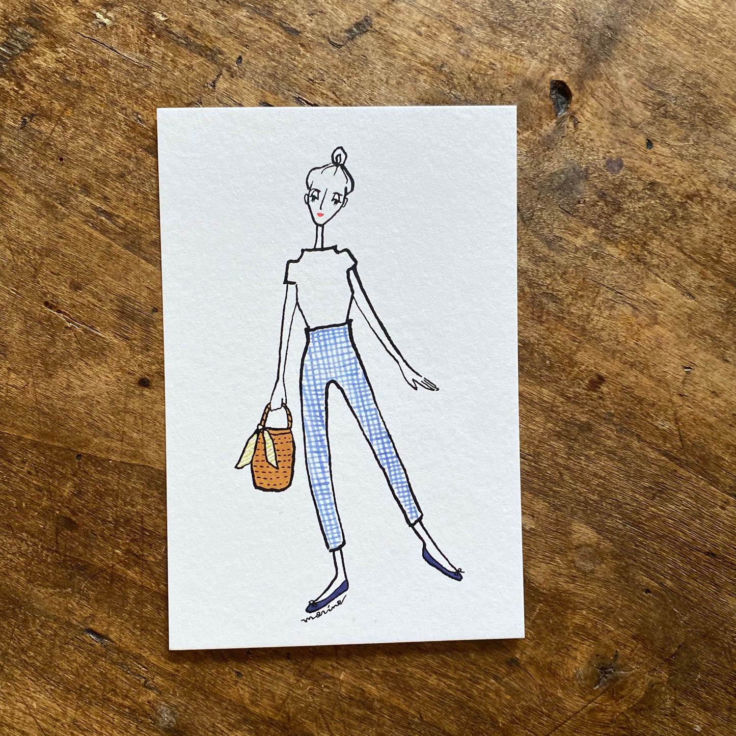 Postcard "Parisienne / Gingham pants"