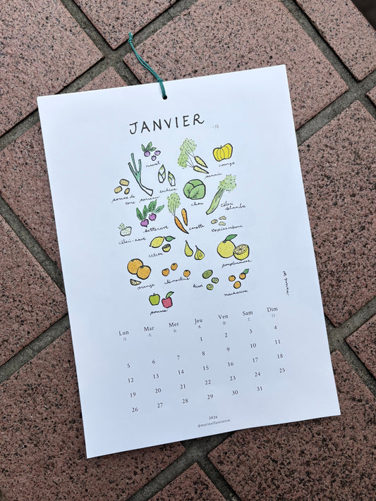 カレンダー2026/ 季節の野菜とフルーツ