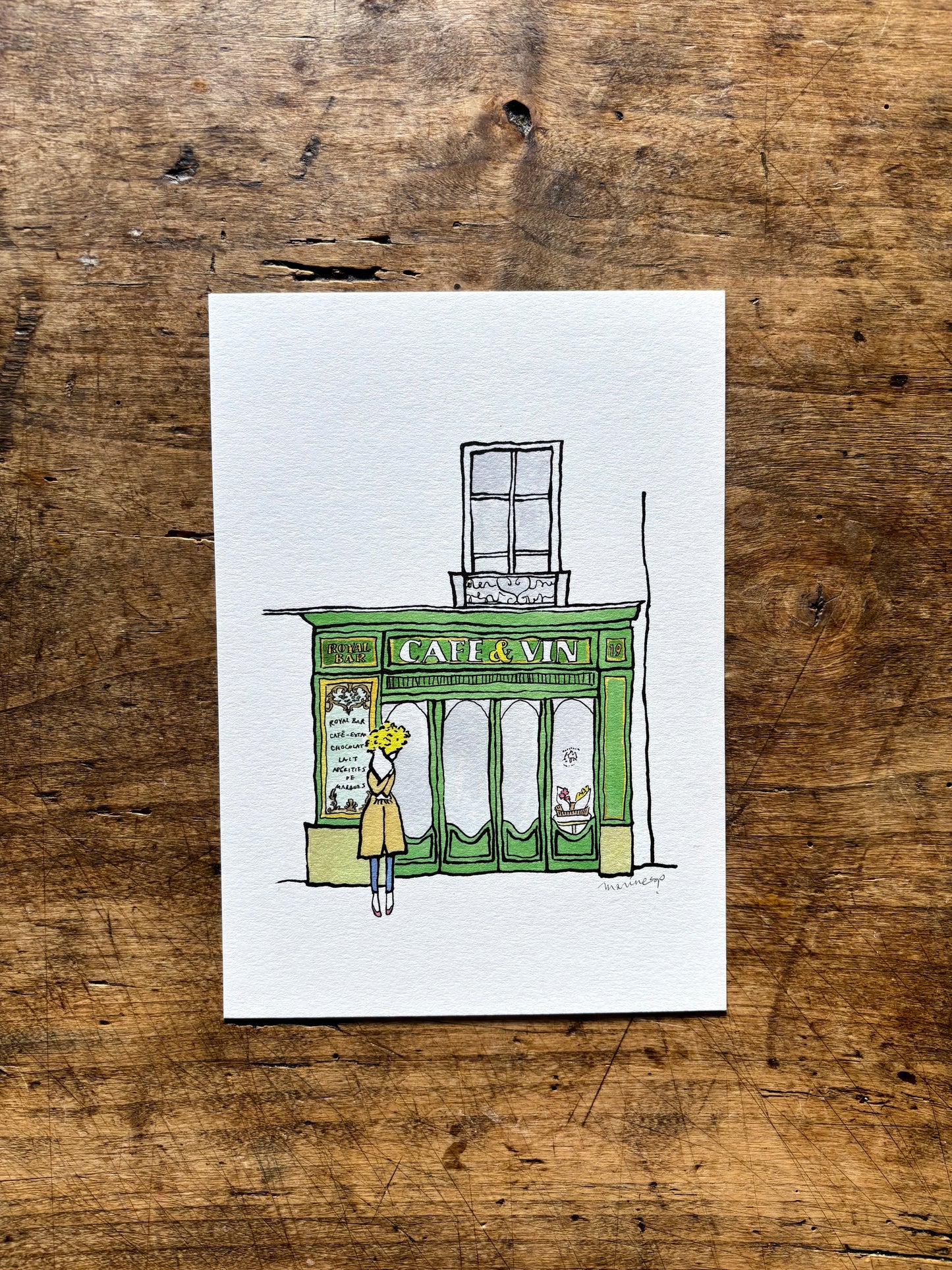 Illustration print A5 / Parisian Café - Green