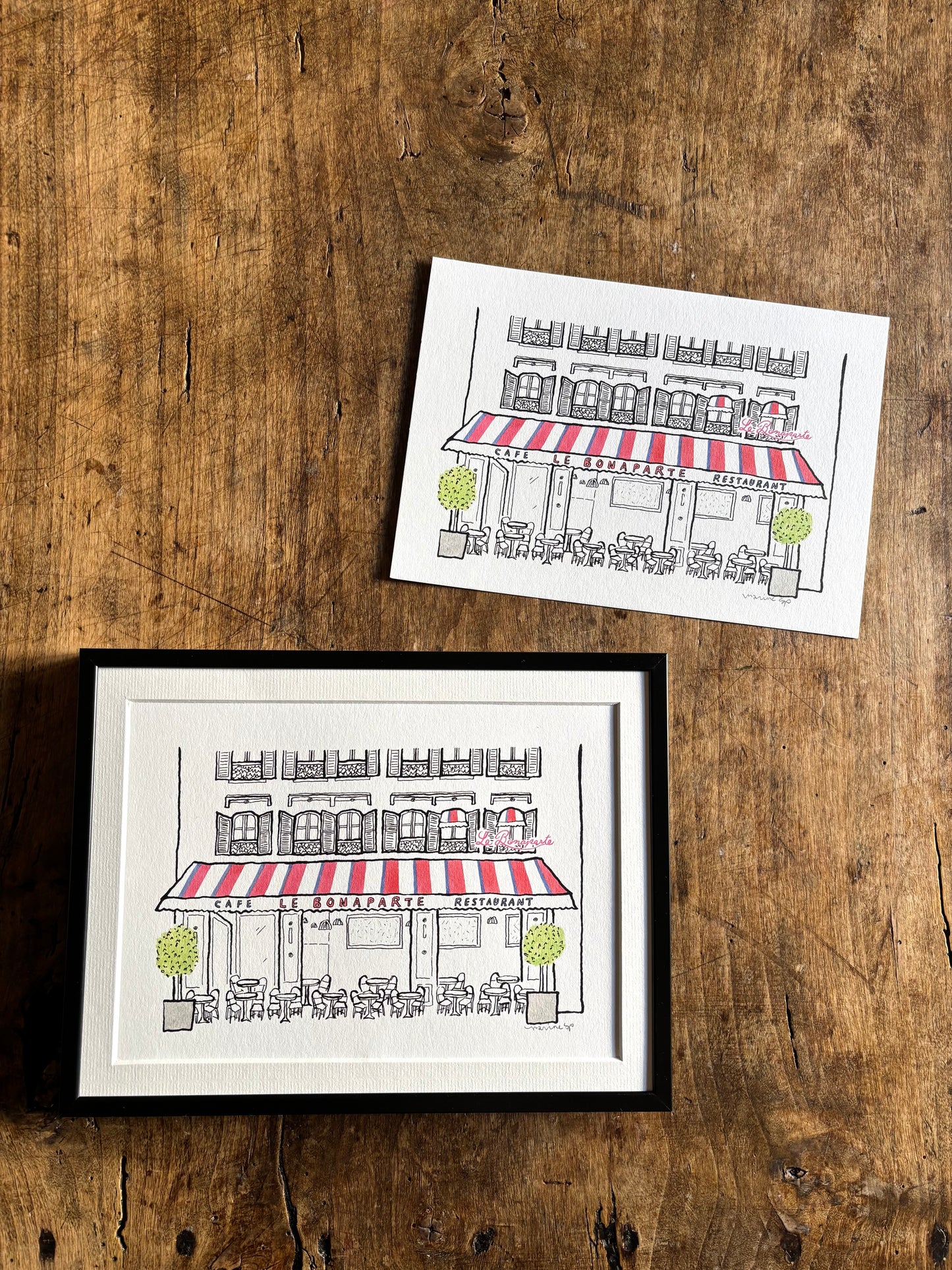 Illustration print A5 / Parisian Café – Saint-Germain-des-Prés