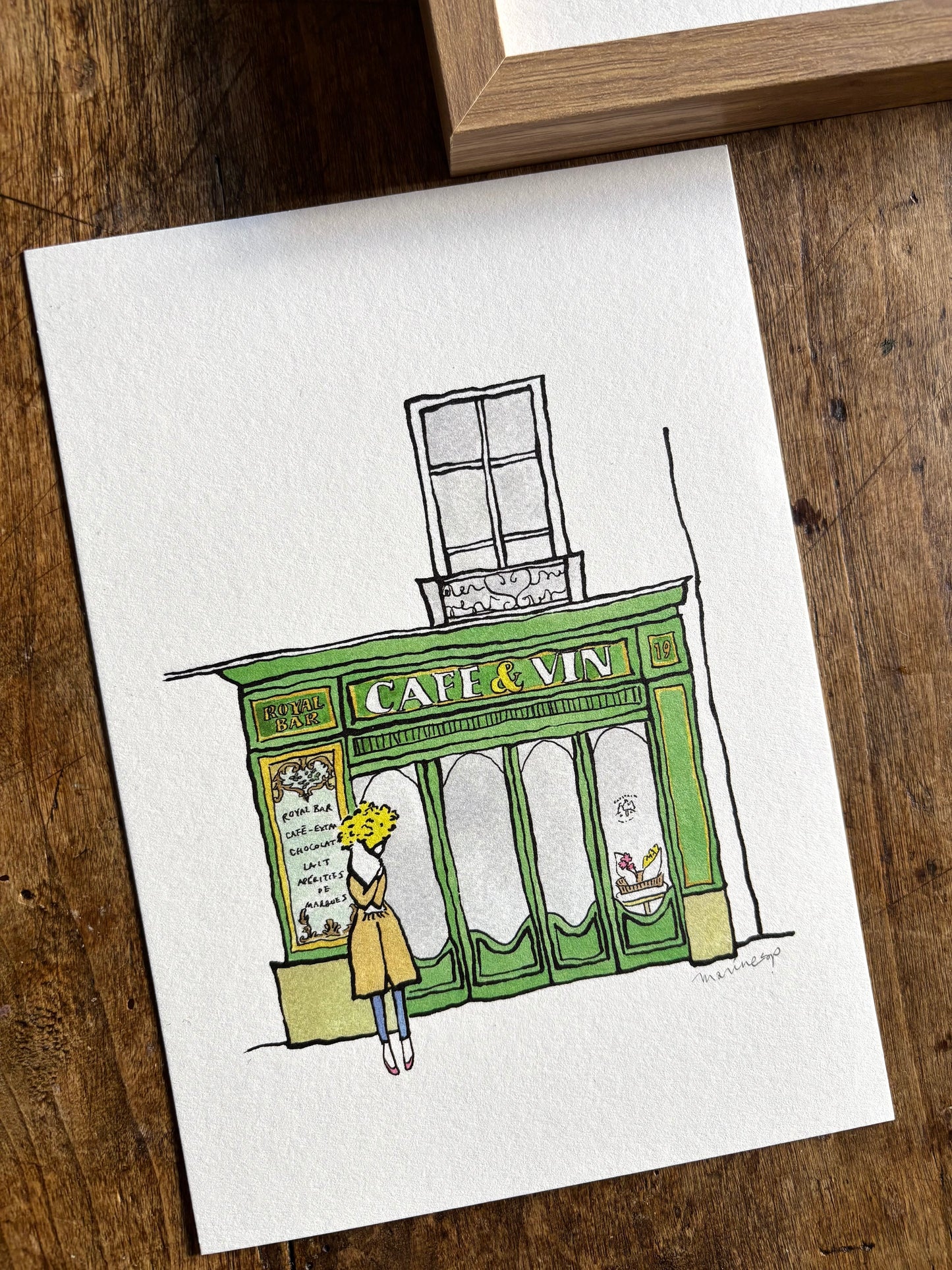 Illustration print A5 / Parisian Café - Green