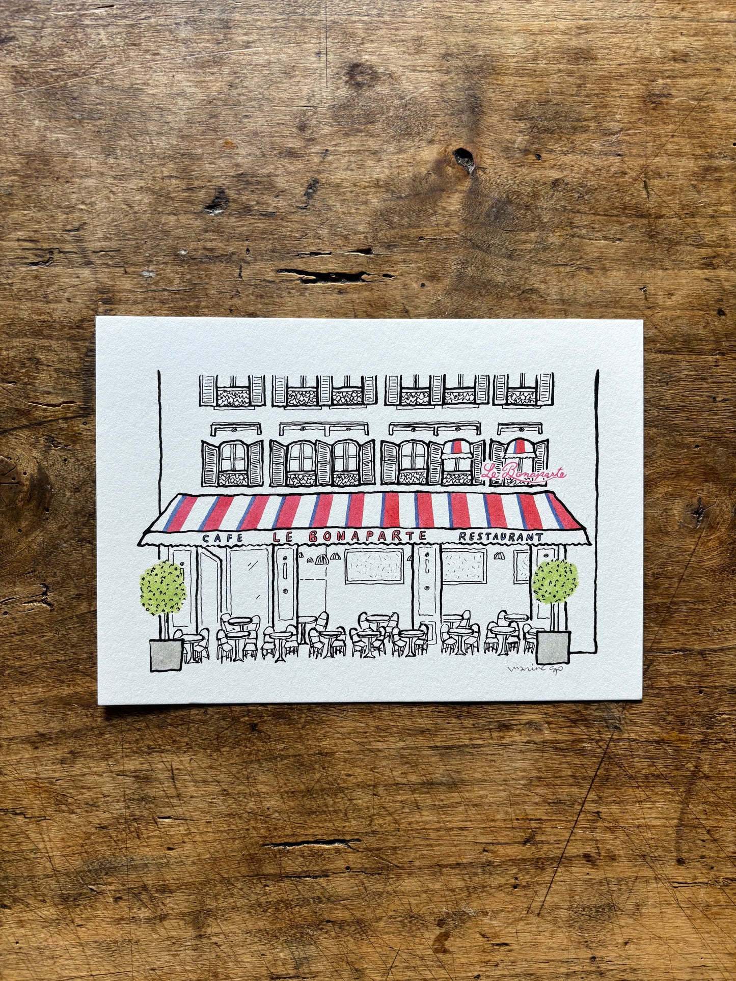 Illustration print A5 / Parisian Café – Saint-Germain-des-Prés