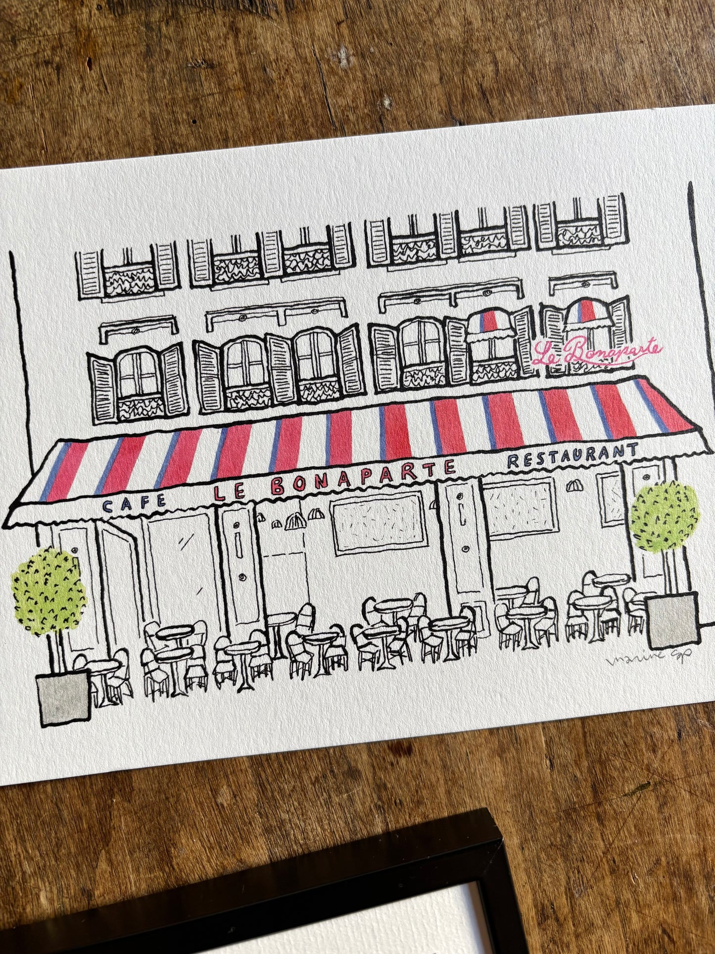 Illustration print A5 / Parisian Café – Saint-Germain-des-Prés