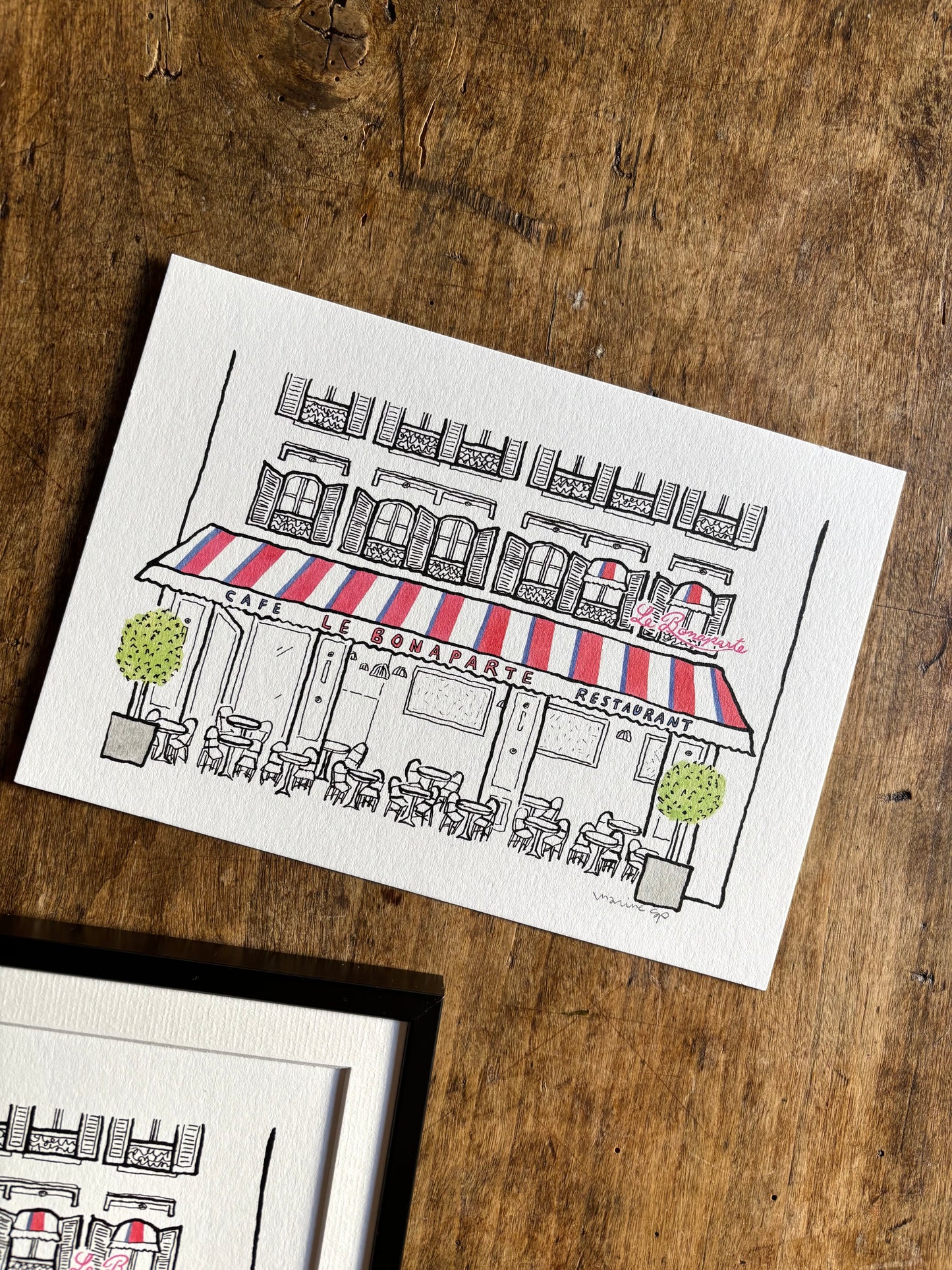 Illustration print A5 / Parisian Café – Saint-Germain-des-Prés