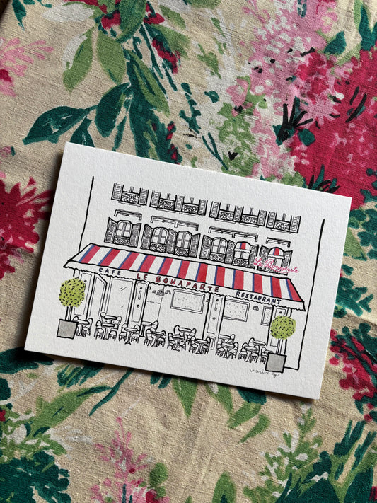 Illustration print A5 / Parisian Café – Saint-Germain-des-Prés