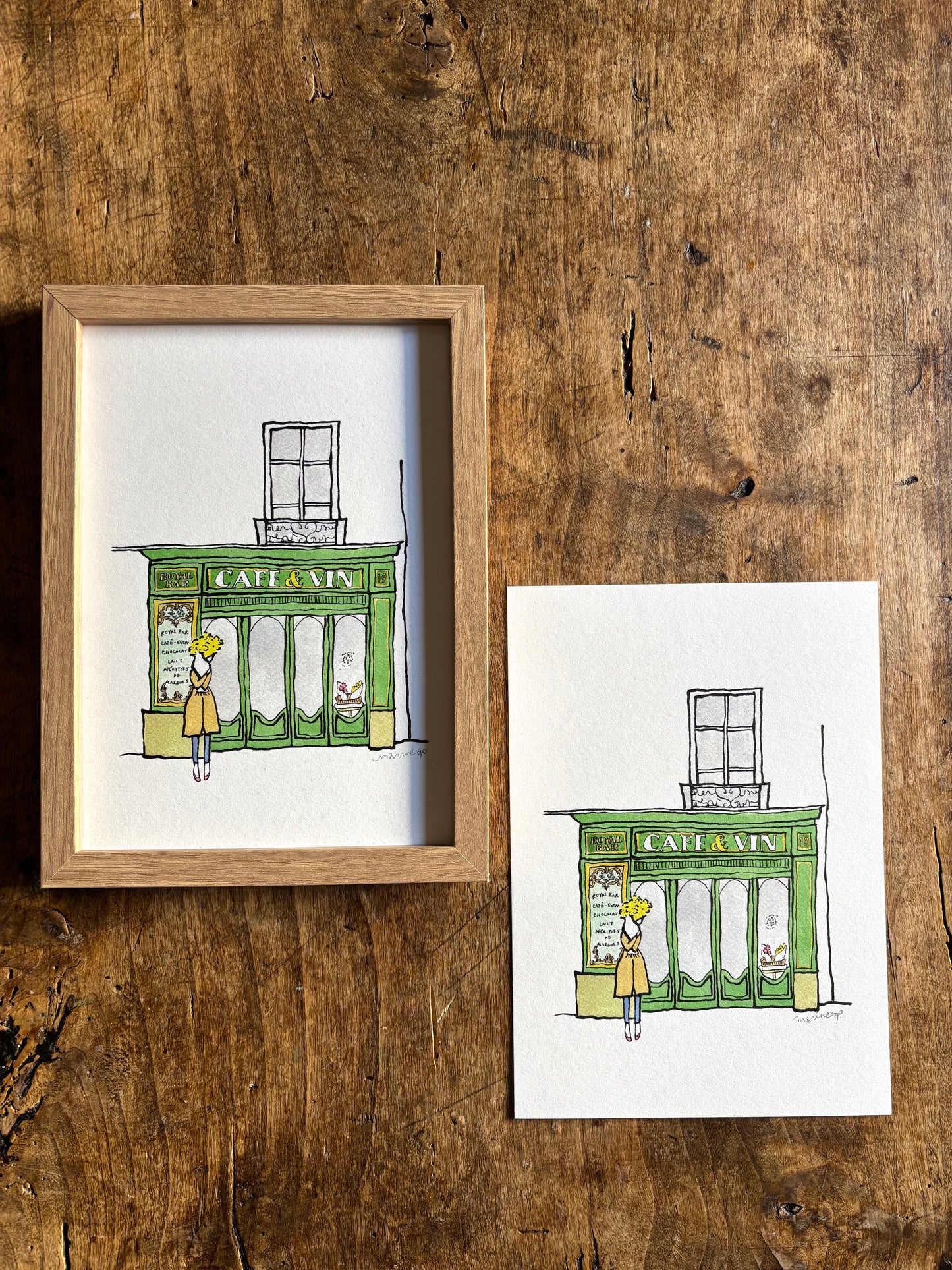 Illustration print A5 / Parisian Café - Green
