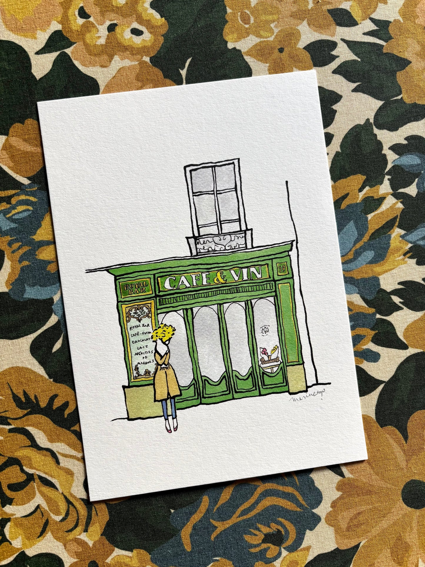 Illustration print A5 / Parisian Café - Green
