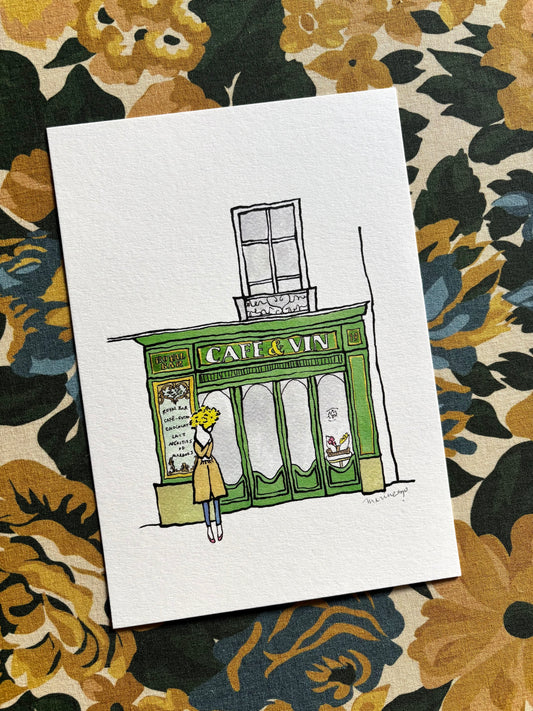 Illustration print A5 / Parisian Café - Green