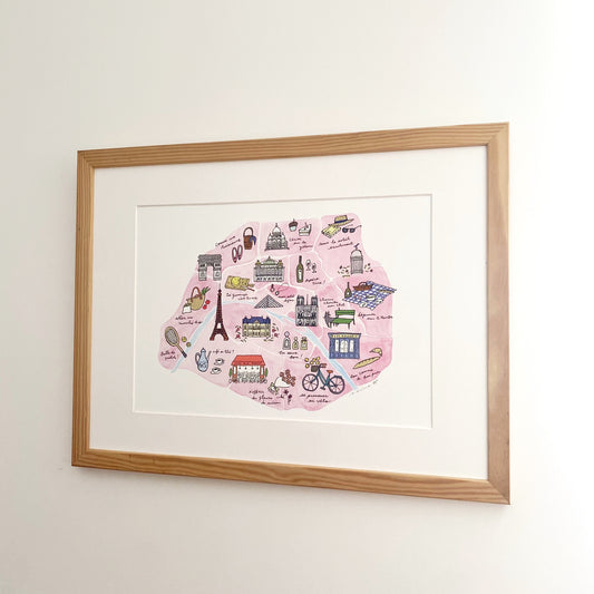 イラストプリントA4 / Paris in pink