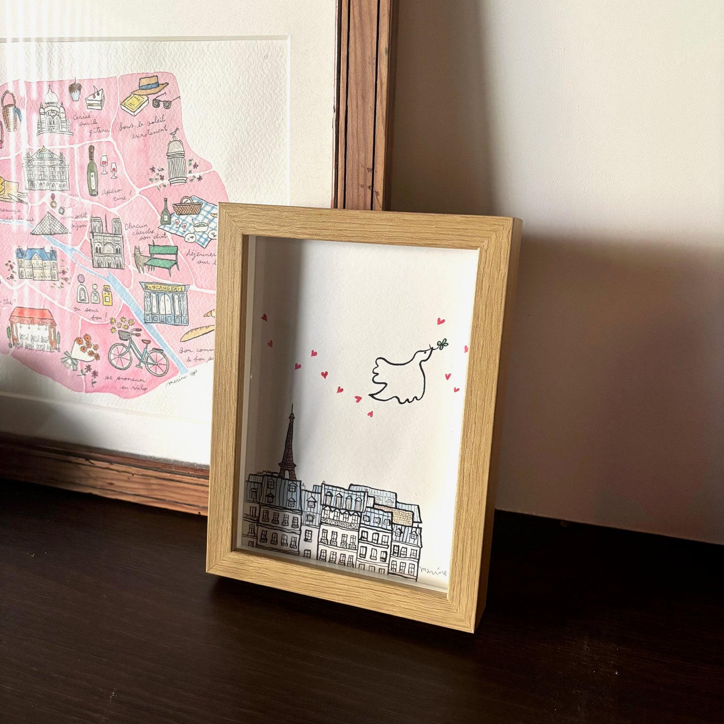 イラストプリントA4 / Paris in pink