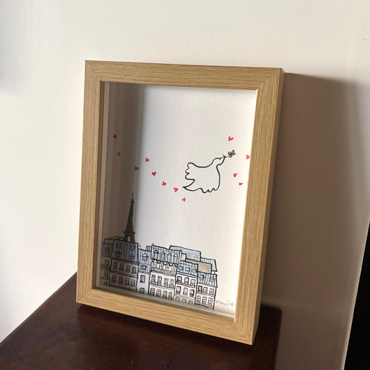 イラストプリントA4 / Paris in pink