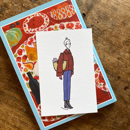 ポストカード「パリジェンヌ／ファーコート」